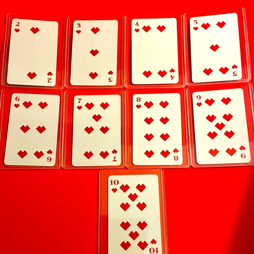 Prada Beauty Collectable Playing Cards ~ Hearts 
❤️ 2, 3, 4, 5, 6, 7, 8, 9, 10